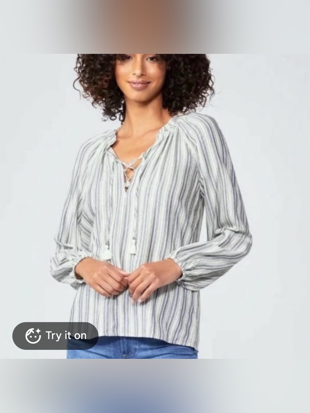 Paige Kara Lace Up Stripe Blouse